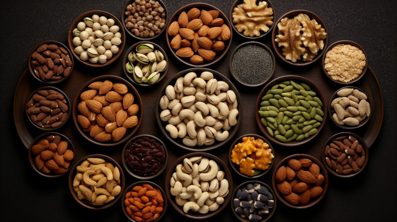 nuts and seeds, chia seed, almond, cashews, pistachios